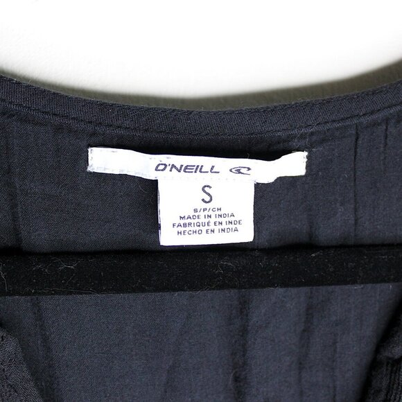 O'NEILL Dress Women's Size Small Black Maxi Layered Flutter Sleeve Tie Waist - Picture 6 of 12